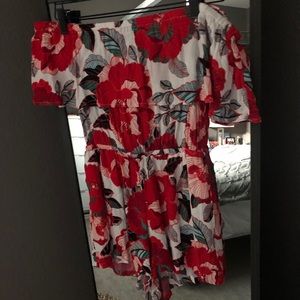 floral off the shoulder romper